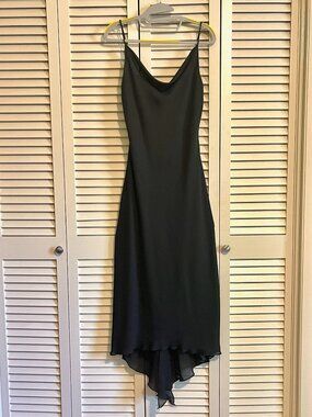Be Smart Sheer Slip Dress * Size 9/10 * Black * Cowl Neckline * Fully Lined
